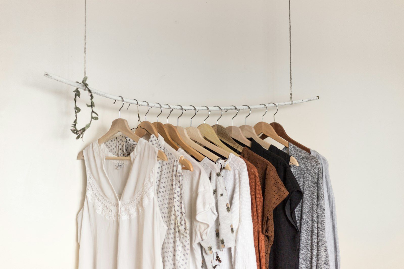 Light summer clothing on a rail
